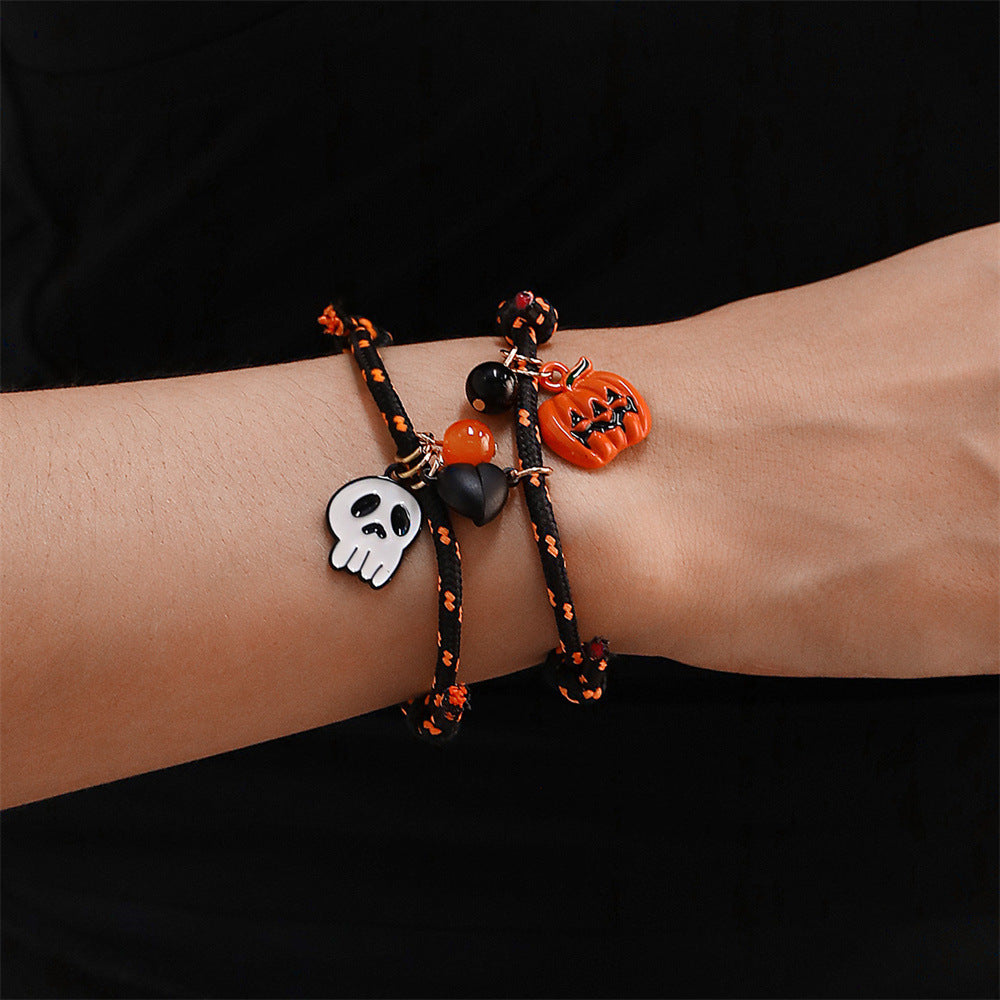 BoldlyBeautiful - Halloween Pumpkin Ghost Love Magnetic Couple Rope Bracelet