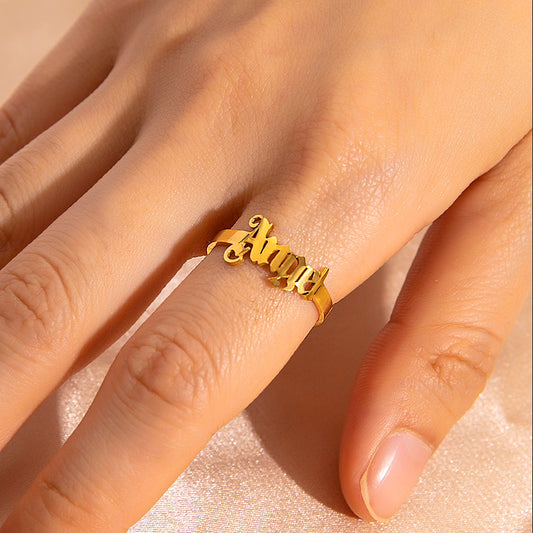 BoldlyBeautiful - Gold Letter Adjustable Rings For Women