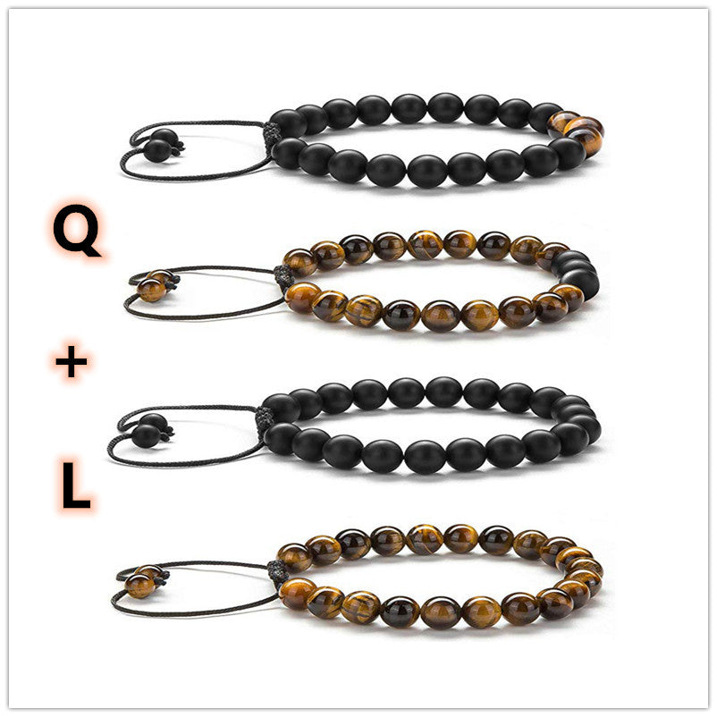 BoldlyBeautiful - Tiger Eye Couple Bracelets Matte Black Agate Beads Jewelry