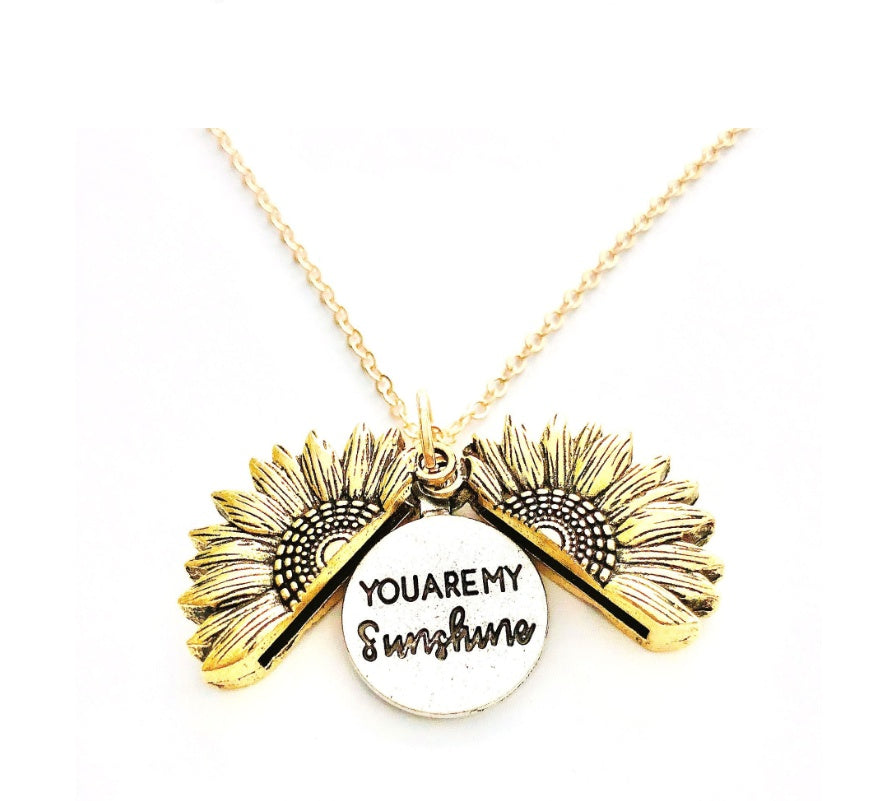 BoldlyBeautiful - Sunflower Double Lettering Pendant Necklace