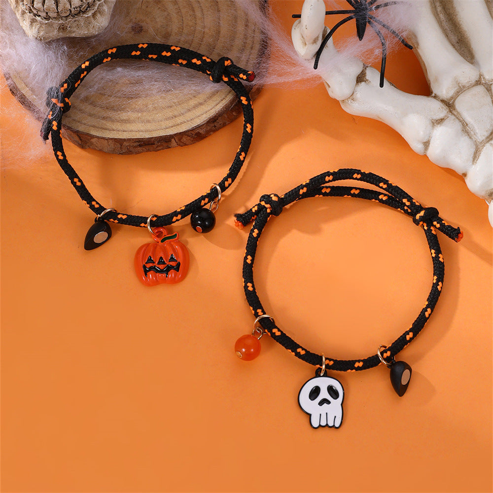 BoldlyBeautiful - Halloween Pumpkin Ghost Love Magnetic Couple Rope Bracelet