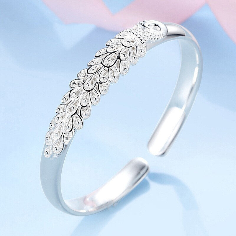 BoldlyBeautiful - Peacock Fashion Silver Plated Bracelet for Women