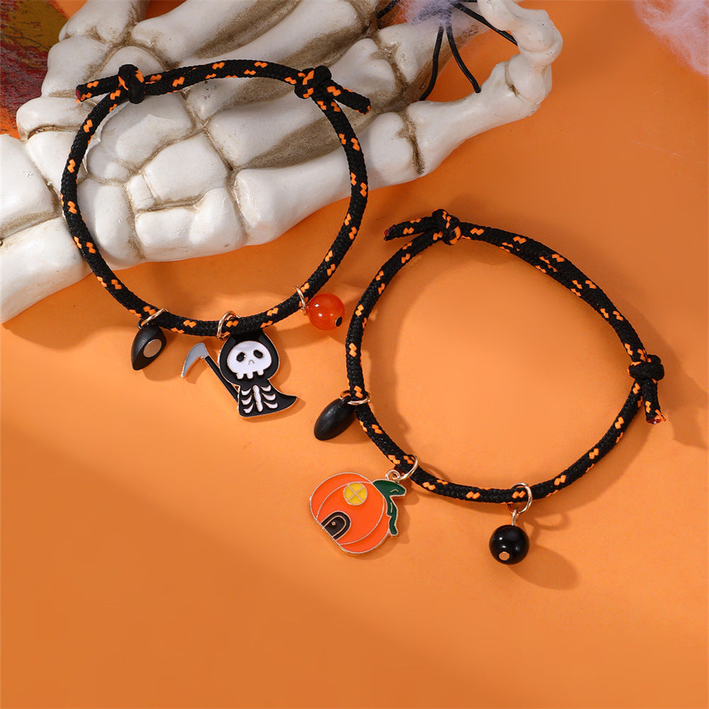 BoldlyBeautiful - Halloween Pumpkin Ghost Love Magnetic Couple Rope Bracelet