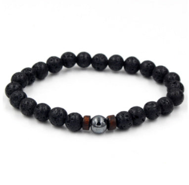 BoldlyBeautiful - Personality Men's Black Volcanic Stone Bracelet Fashion Jewelry