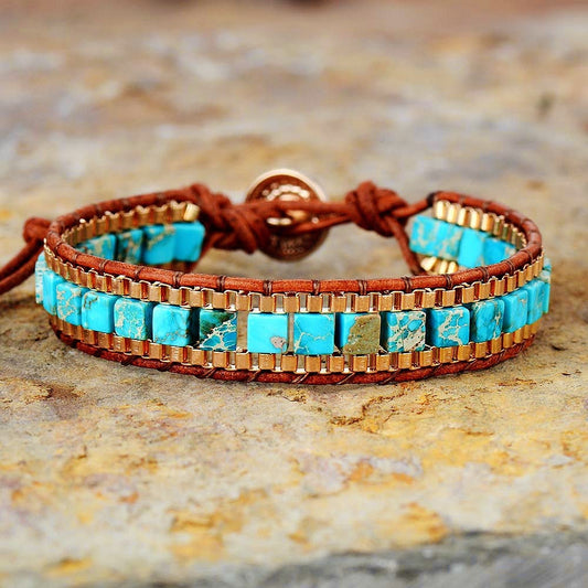 BoldlyBeautiful - Fashion Imperial Stone Hand-woven Leather Bracelet Jewelry