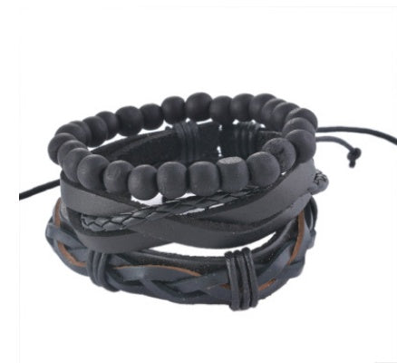 BoldlyBeautiful - Leather Multilayer Bead Bracelet Punk Wrap Vintage Jewelry