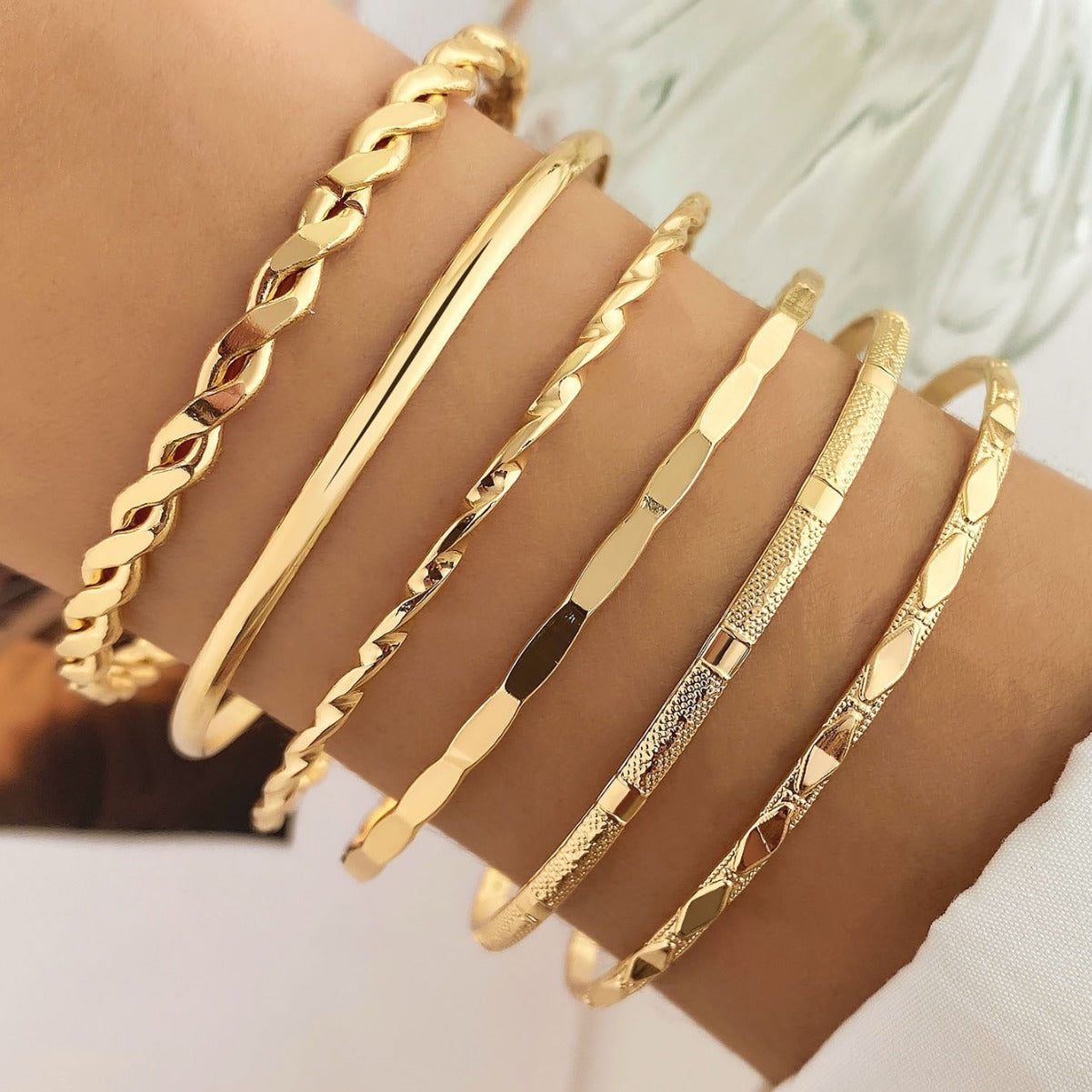 BoldlyBeautiful - Bohemian Metal Geometric Bracelet Set Women