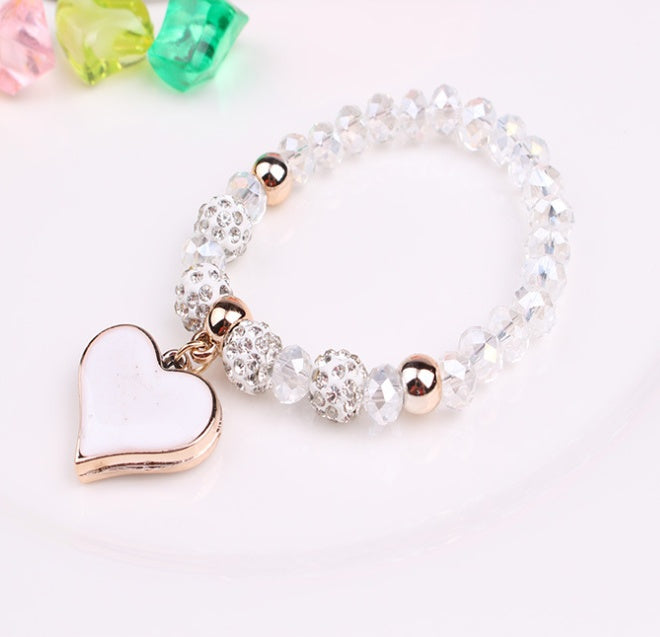 BoldlyBeautiful - Elastic Crystal Bracelet & Bangle Heart Jewelry