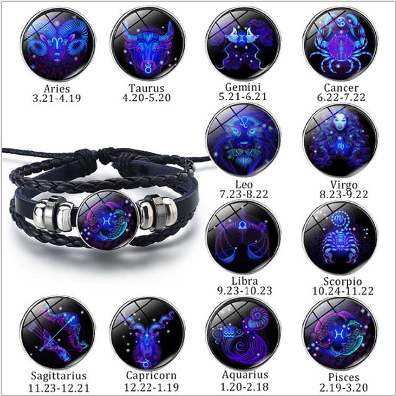 BoldlyBeautiful - Zodiac Constellation Braided Design Bracelet for Men Women Kids