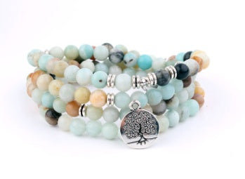 BoldlyBeautiful - Natural Stone Bracelet with Lotus Life Tree Anklet