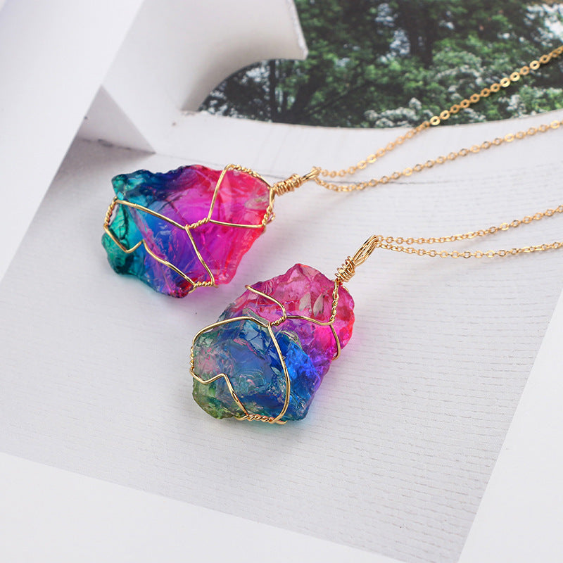 BoldlyBeautiful - Rainbow Quartz Crystal Pendant Necklace