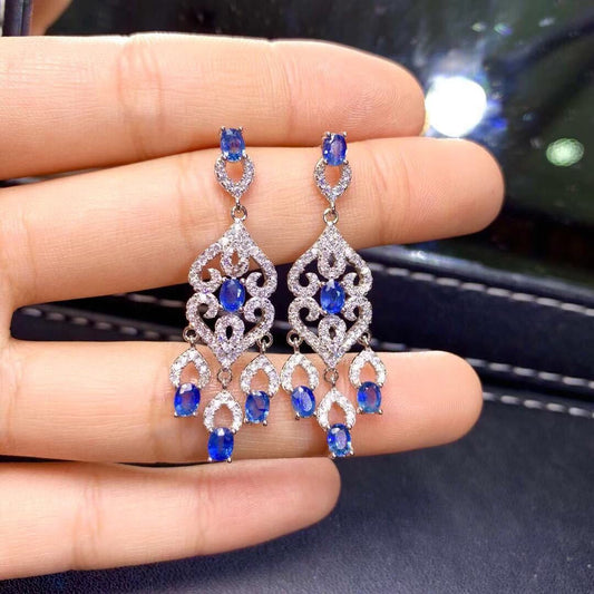 BoldlyBeautiful - Natural Sri Lanka Sapphire Earrings in S925 Silver