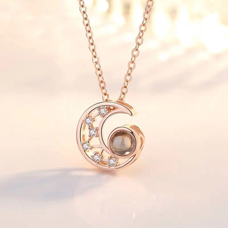 BoldlyBeautiful - Star Moon Projection Customized Photo Necklace