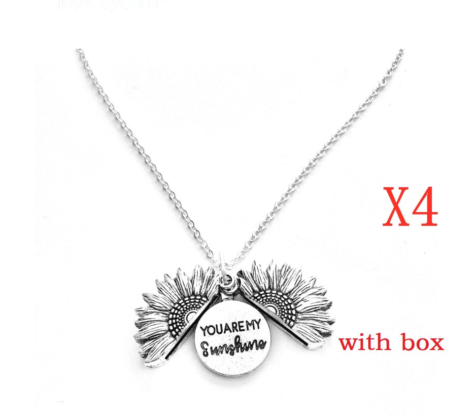 BoldlyBeautiful - Sunflower Double Lettering Pendant Necklace