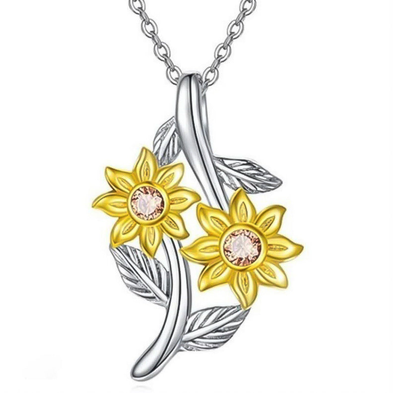 BoldlyBeautiful - Sunflower Heart-Shaped Small Pendant Necklace