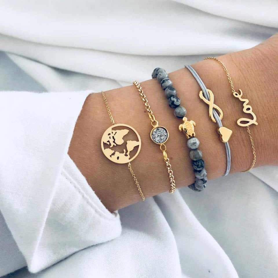 BoldlyBeautiful - Love Map Bracelet Set Fashion Jewelry