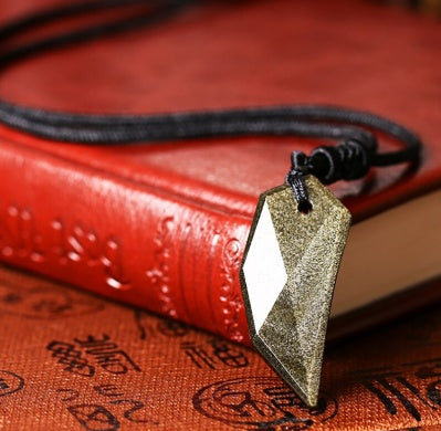 BoldlyBeautiful - Natural Sands Obsidian Wolf Tooth Pendant Necklace