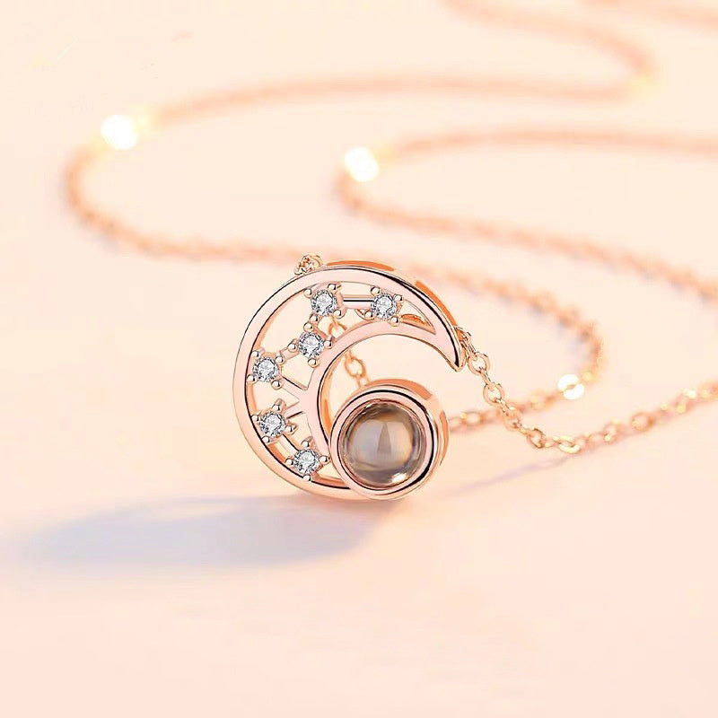 BoldlyBeautiful - Star Moon Projection Customized Photo Necklace