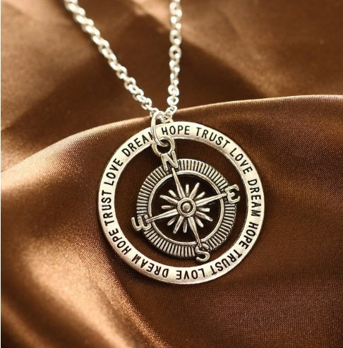 BoldlyBeautiful - Love Hope Faith Dream Compass Pendant Necklace