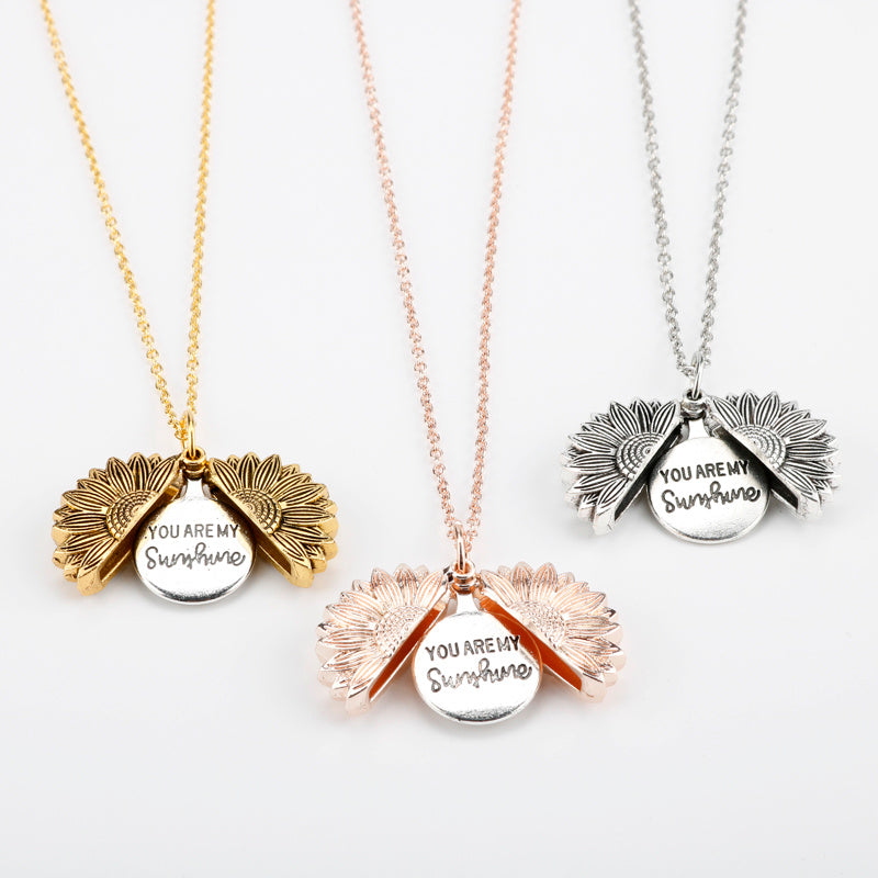 BoldlyBeautiful - Sunflower Double Lettering Pendant Necklace