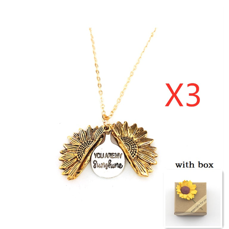 BoldlyBeautiful - Sunflower Double Lettering Pendant Necklace