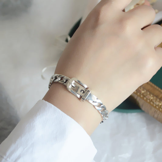 BoldlyBeautiful - Women's 925 Sterling Silver Chain Belt Bracelet