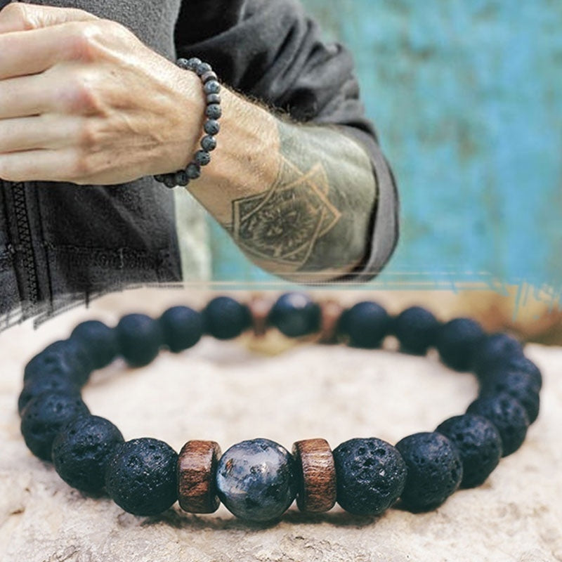 BoldlyBeautiful - Personality Men's Black Volcanic Stone Bracelet Fashion Jewelry