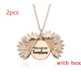 BoldlyBeautiful - Sunflower Double Lettering Pendant Necklace