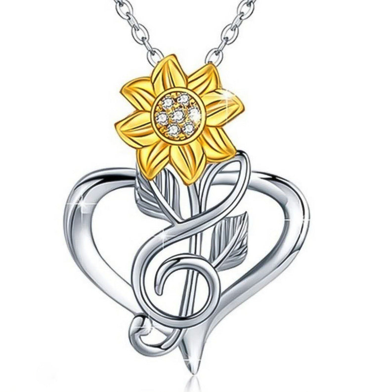 BoldlyBeautiful - Sunflower Heart-Shaped Small Pendant Necklace