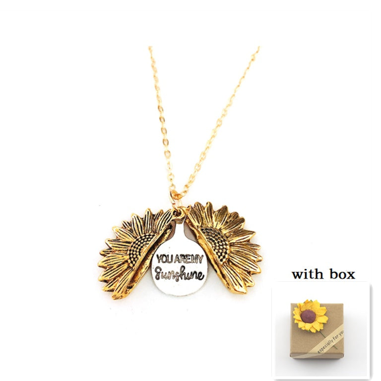 BoldlyBeautiful - Sunflower Double Lettering Pendant Necklace