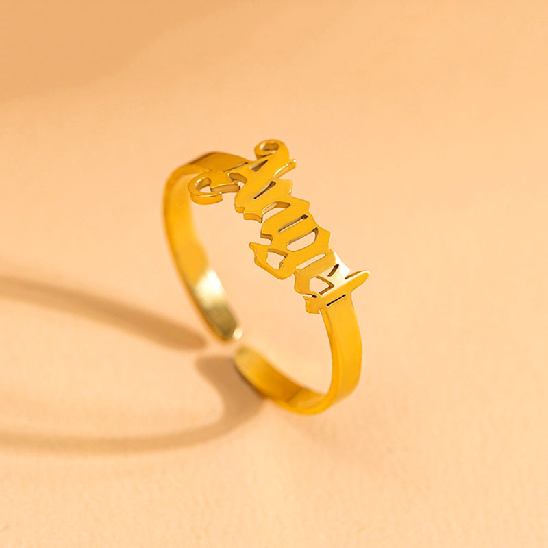 BoldlyBeautiful - Gold Letter Adjustable Rings For Women