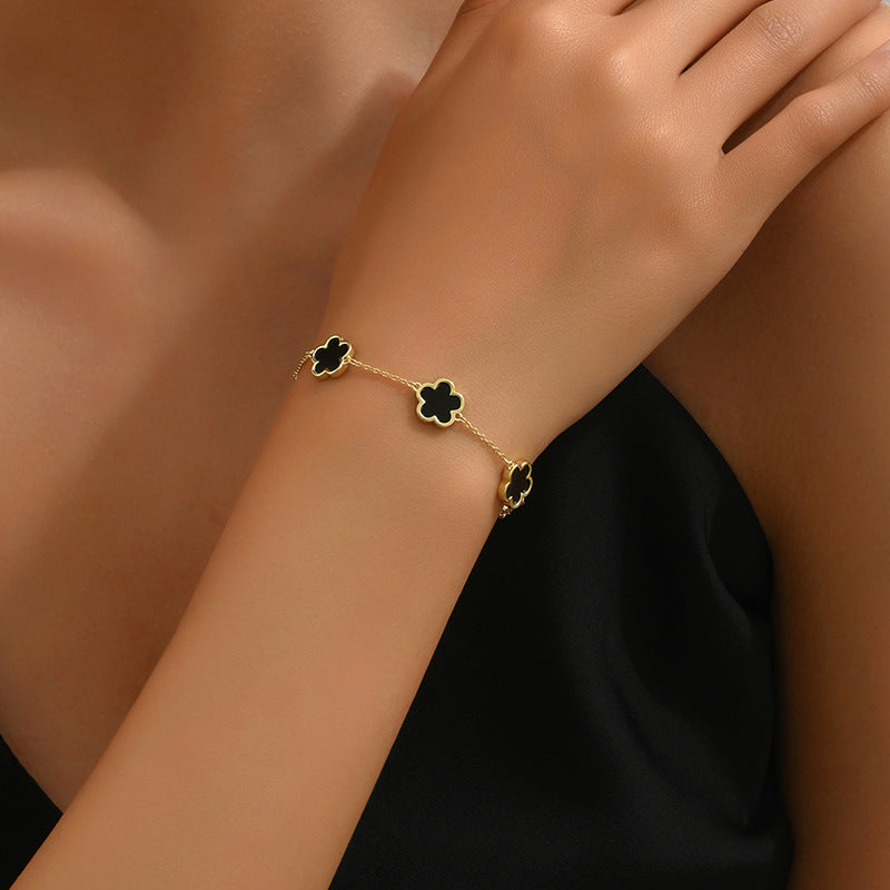 BoldlyBeautiful - Real Gold Plated Five Petal Flower Bracelet for Women