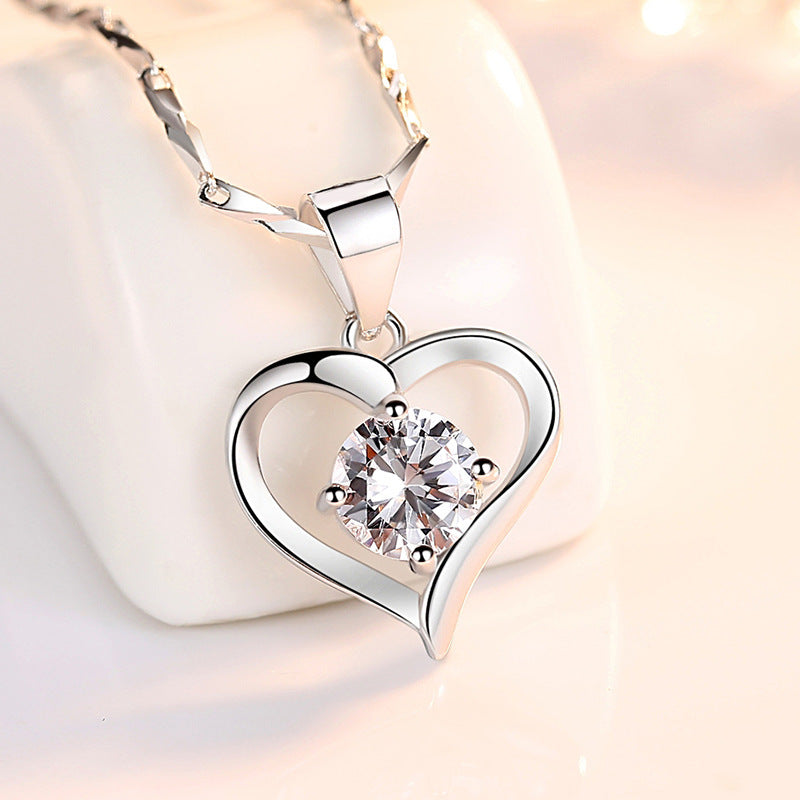 BoldlyBeautiful - S999 Sterling Silver Heart-Shaped Pendant Necklace