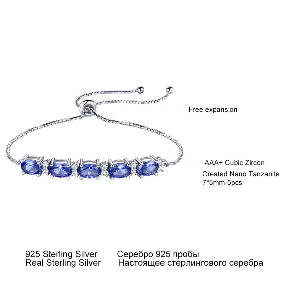 BoldlyBeautiful - Gemstone Blue Topaz Adjustable Chain Link Bracelet for Women