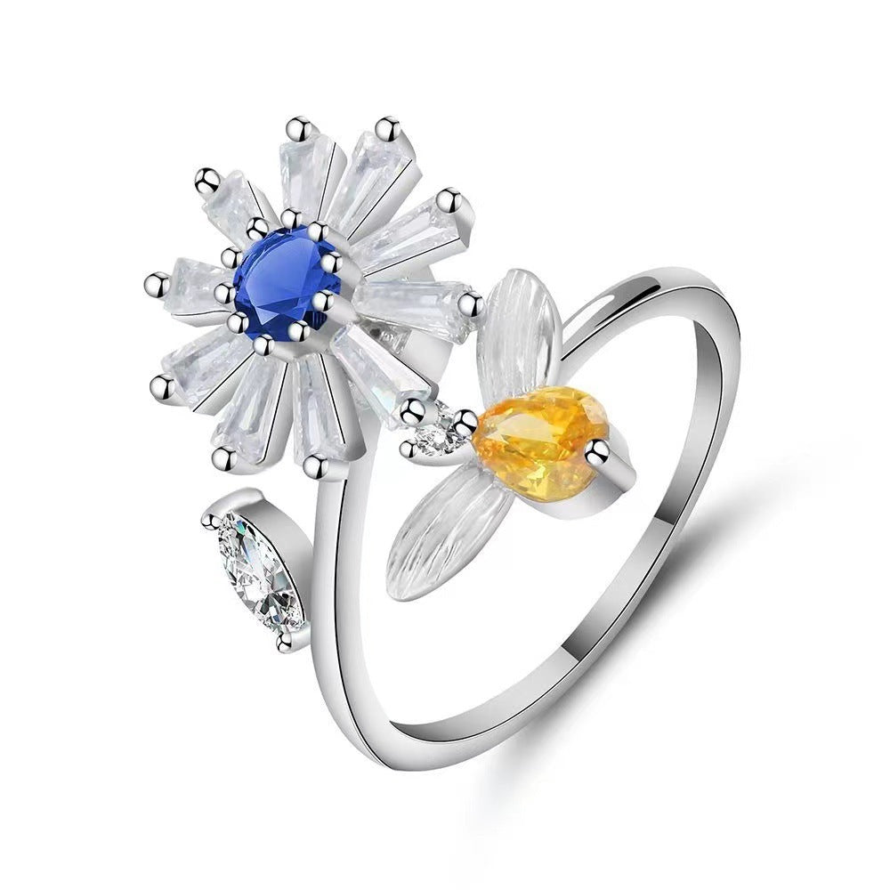 BoldlyBeautiful - Women Flower Bee Spinner Ring