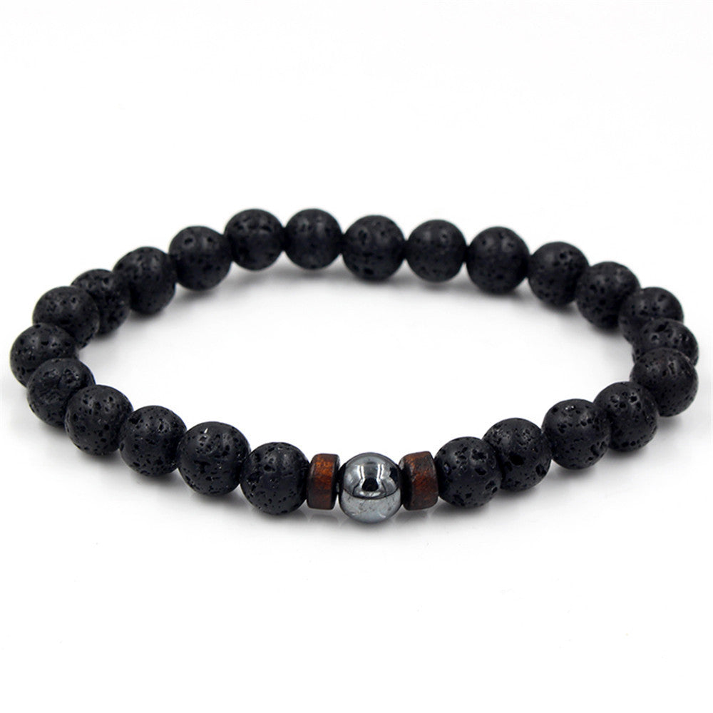 BoldlyBeautiful - Personality Men's Black Volcanic Stone Bracelet Fashion Jewelry