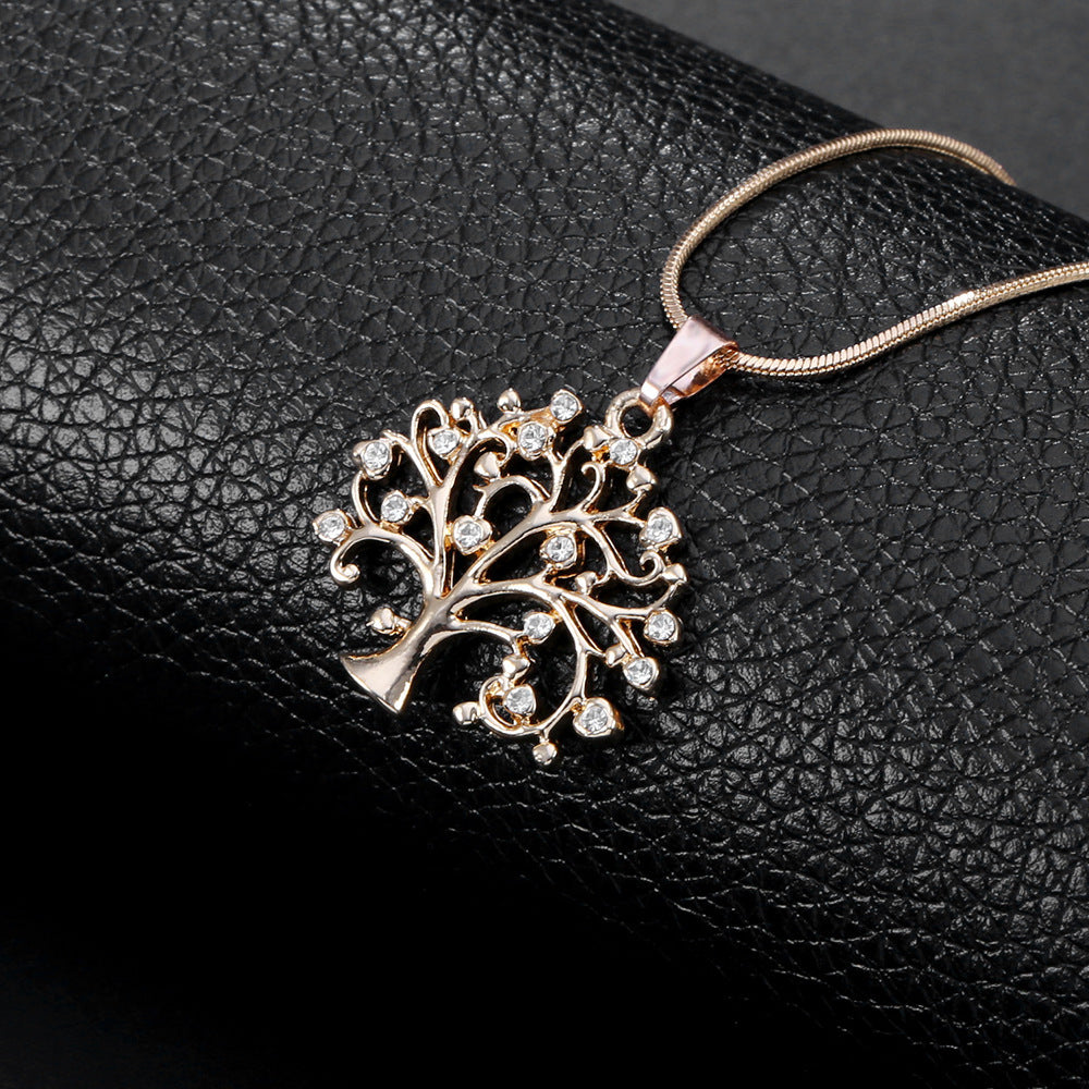 BoldlyBeautiful - Multi-Layer Tree of Life Pendant Necklace with CZ Zircon