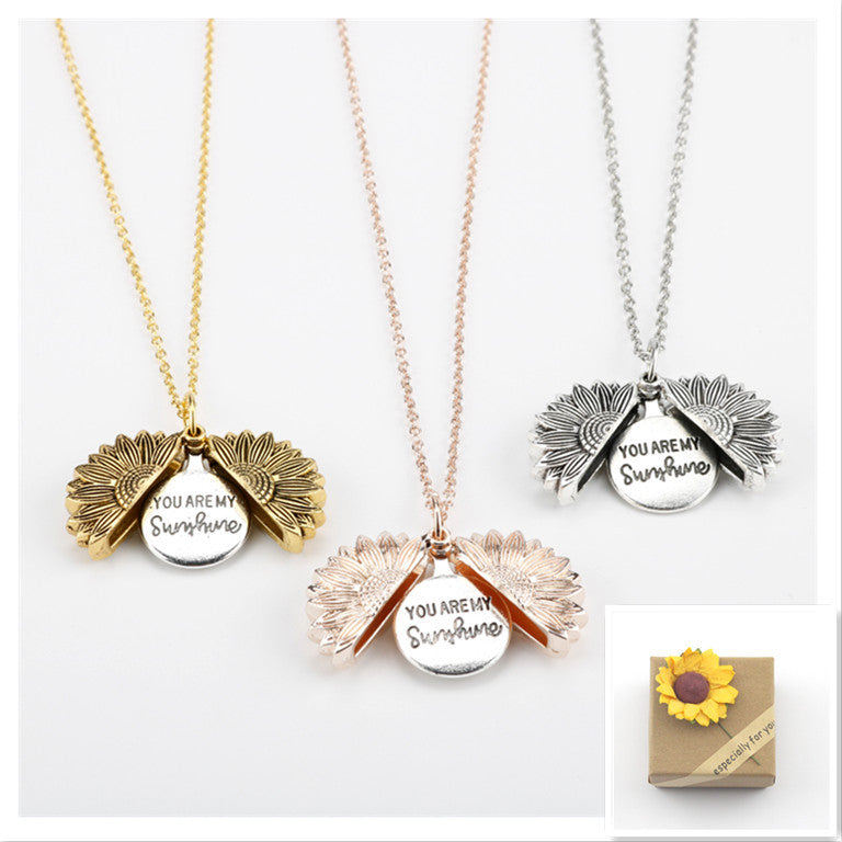 BoldlyBeautiful - Sunflower Double Lettering Pendant Necklace