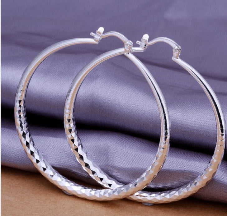 BoldlyBeautiful - 925 Silver Exaggerated Large Hoop Earrings