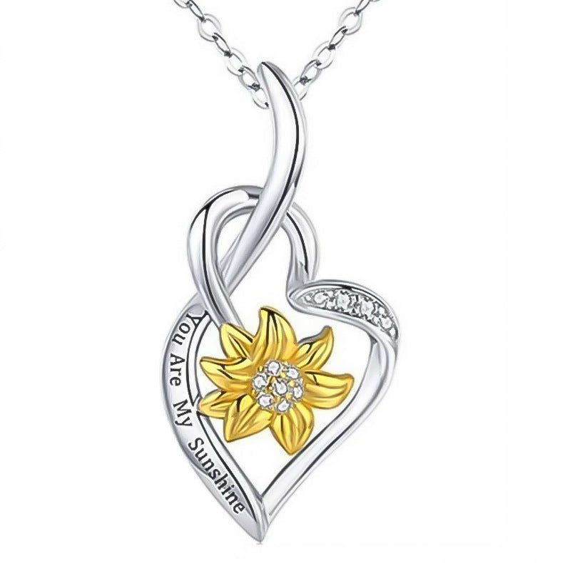 BoldlyBeautiful - Sunflower Heart-Shaped Small Pendant Necklace