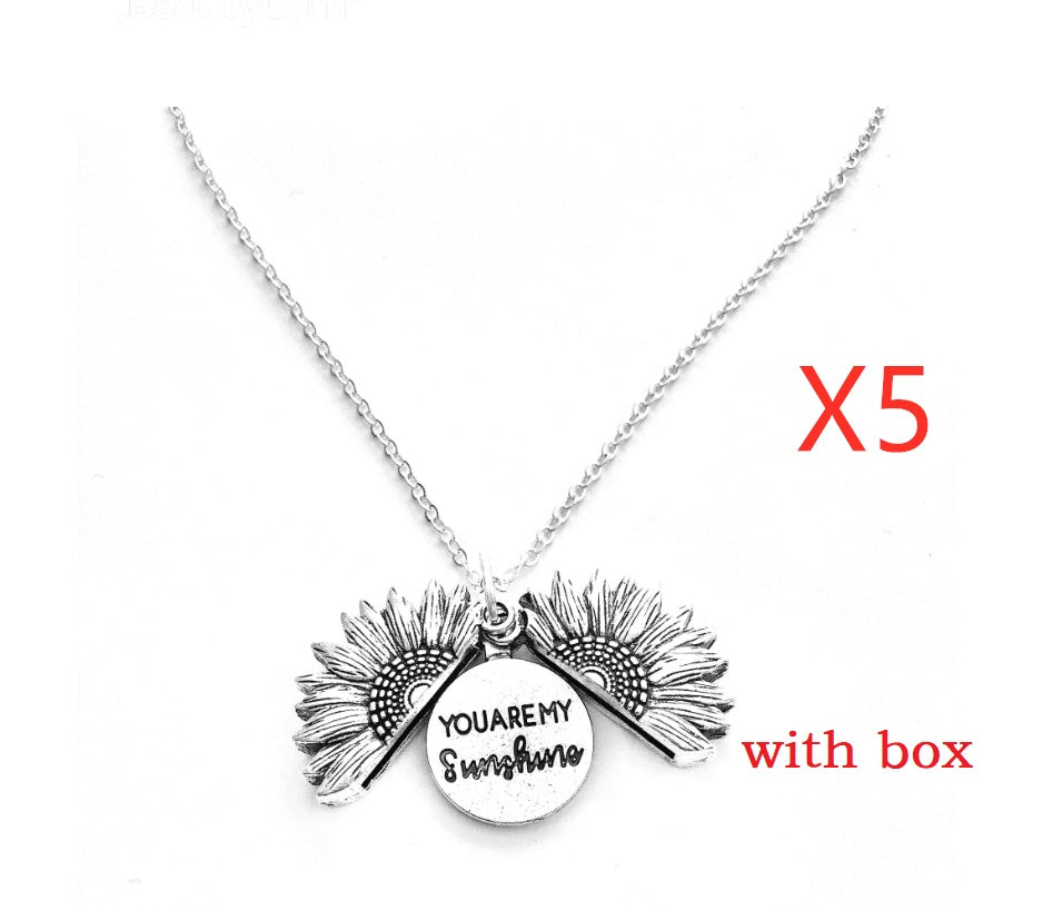 BoldlyBeautiful - Sunflower Double Lettering Pendant Necklace