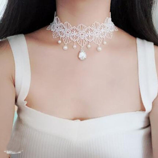 BoldlyBeautiful - Personalized Multi-Layer Crystal Lace Necklace Bone Chain