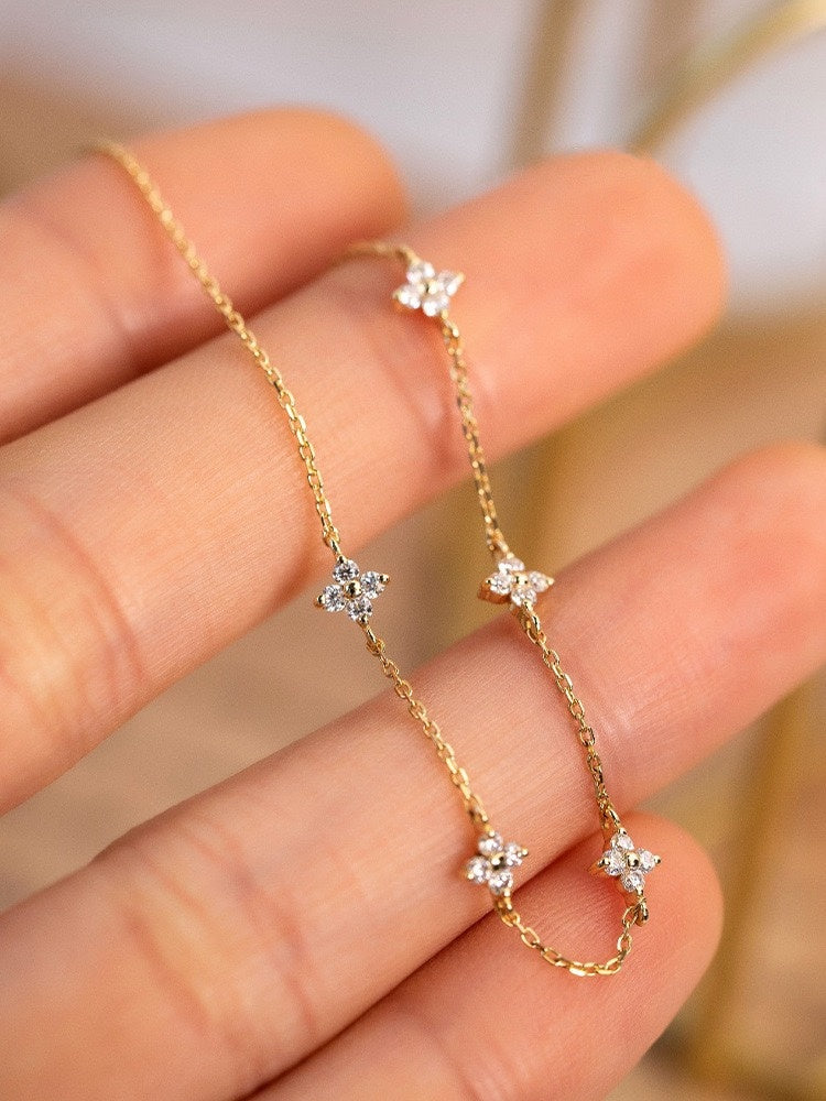 BoldlyBeautiful - Female S925 Silver Plated 18K Gold Zircon Bracelet