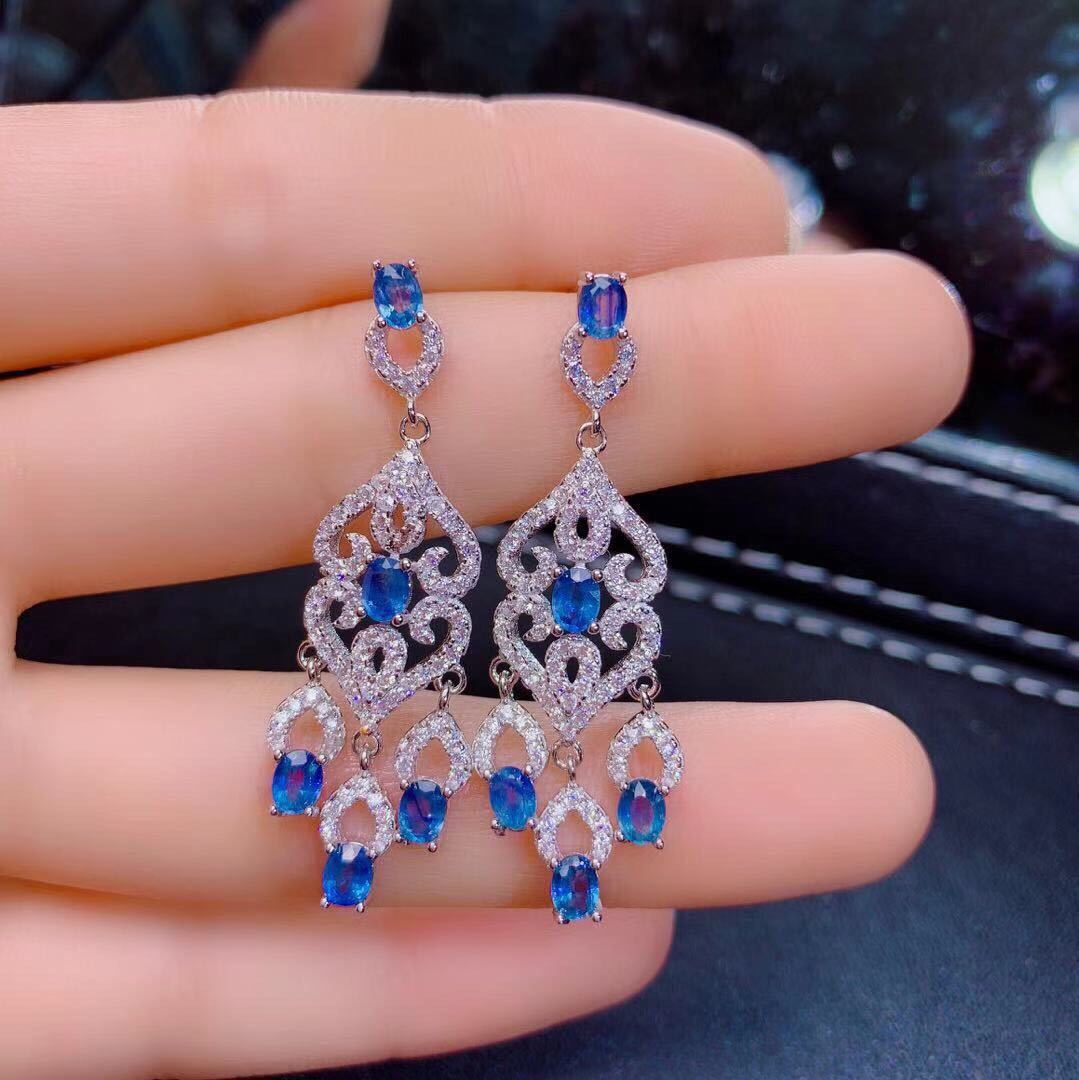 BoldlyBeautiful - Natural Sri Lanka Sapphire Earrings in S925 Silver