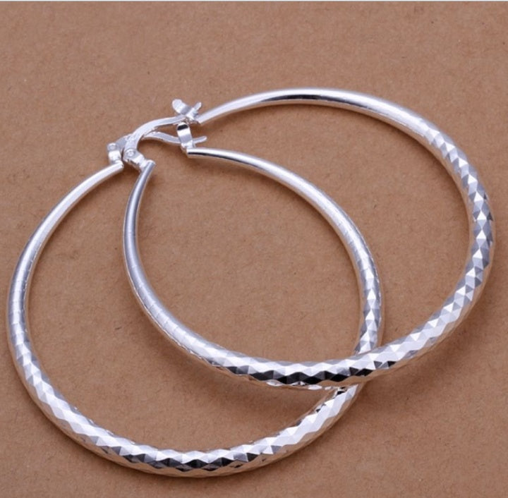 BoldlyBeautiful - 925 Silver Exaggerated Large Hoop Earrings