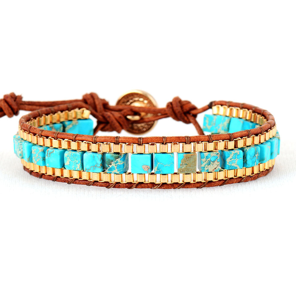 BoldlyBeautiful - Fashion Imperial Stone Hand-woven Leather Bracelet Jewelry