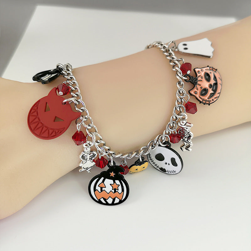 BoldlyBeautiful - Halloween Bracelet with Pumpkin Skull Ghost Funny Jewelry