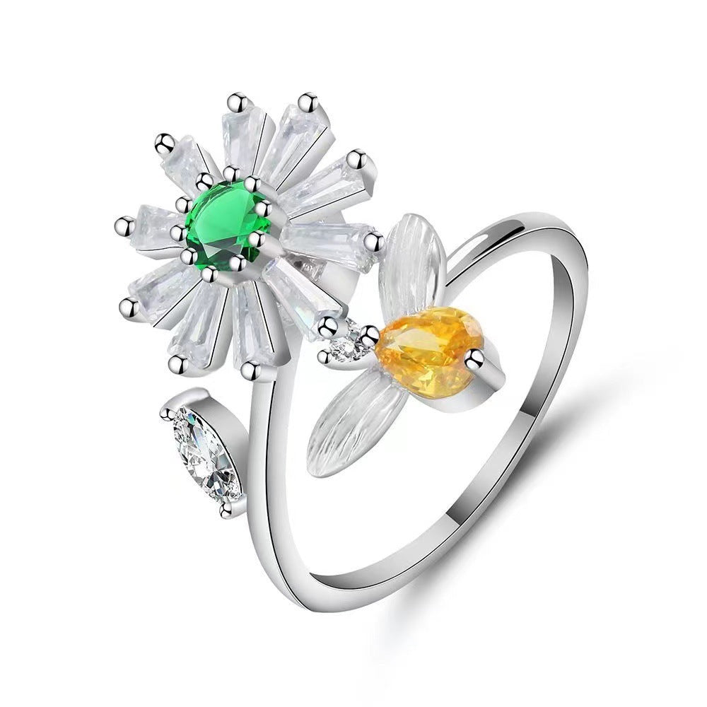 BoldlyBeautiful - Women Flower Bee Spinner Ring