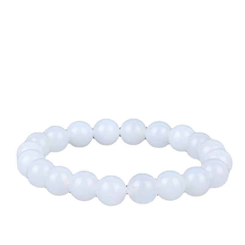 BoldlyBeautiful - Premium Hotan White Jade Goat Fat Round Bead Bracelet