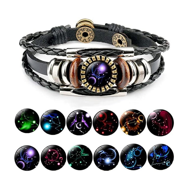 BoldlyBeautiful - Zodiac Sign Bracelets for Women Men Beaded Leather Jewelry